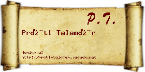 Prátl Talamér névjegykártya